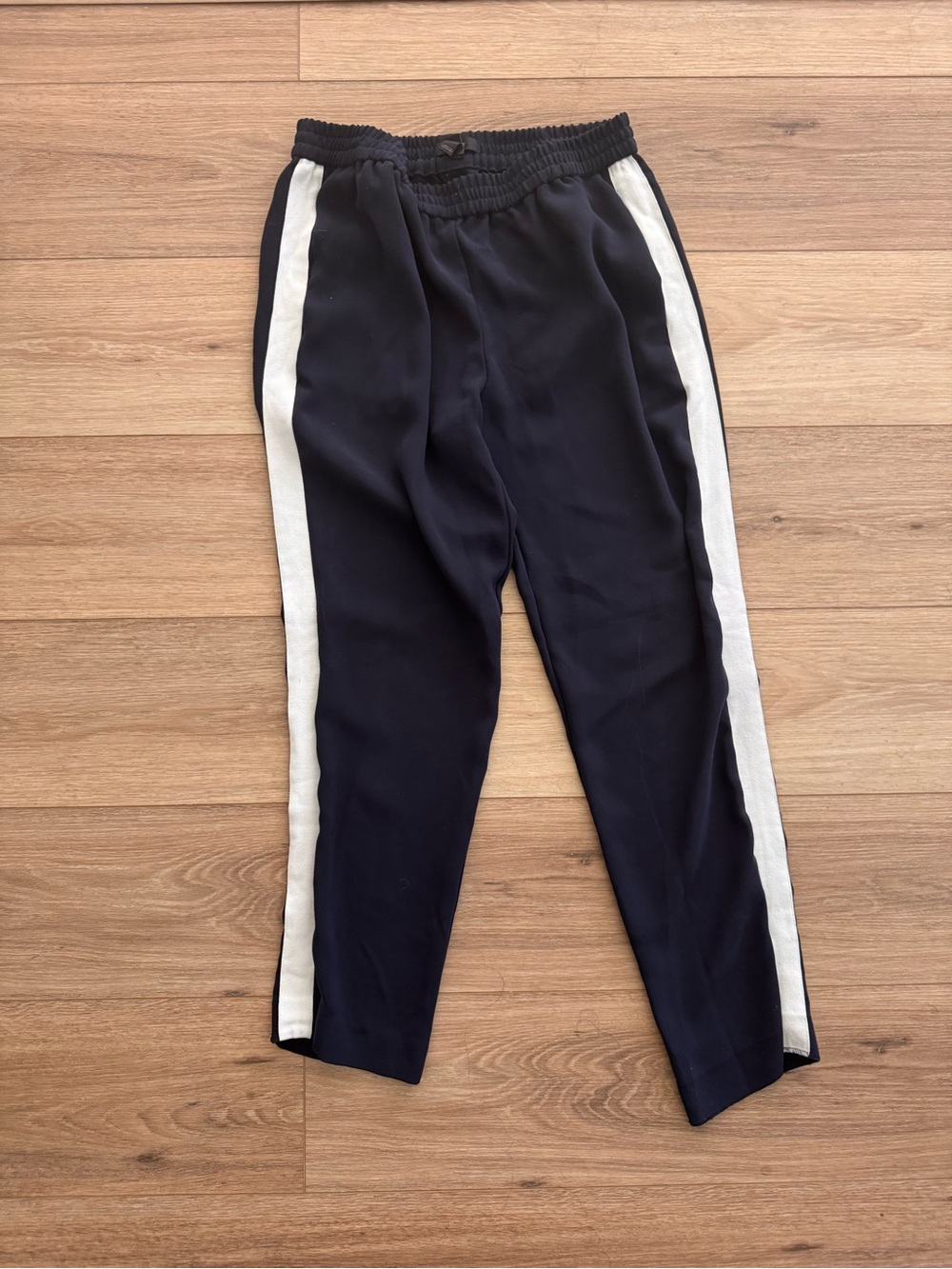 J. Crew Navy Joggers with White Side Stripes